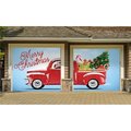 My Door Decor My Door Decor 285901XMAS-028 7 x 8 ft. Red Truck Christmas Christmas Door Mural Sign Split Car Garage Banner Decor; Multi Color 285901XMAS-028